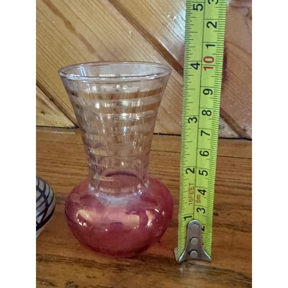 Vintage Mini Bud Vase Lot of 2 Bartlett Collins Cranberry Glass MCM - Picture 6 of 8